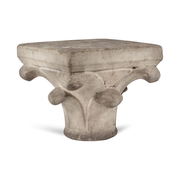 White marble Medieval style capital