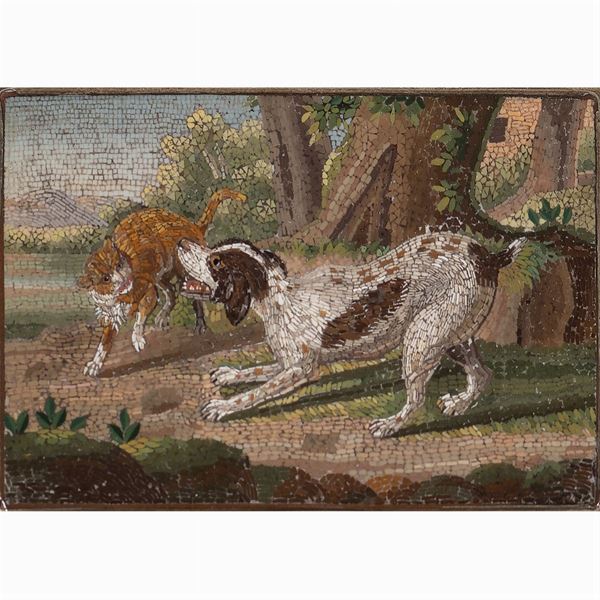 Micromosaic plaque  (Rome, 19th century)  - Auction OLD MASTER PAINTINGS AND FURNITURE FROM VILLA SAMINIATI AND PRIVATE COLLECTIONS - Colasanti Casa d'Aste