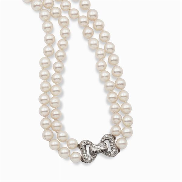 Two strands of cultured pearl necklace