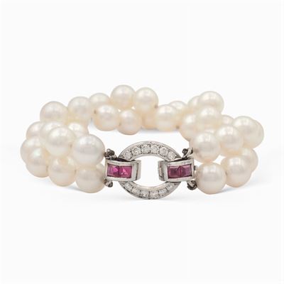Bracciale a Due Fili di Perle Coltivate