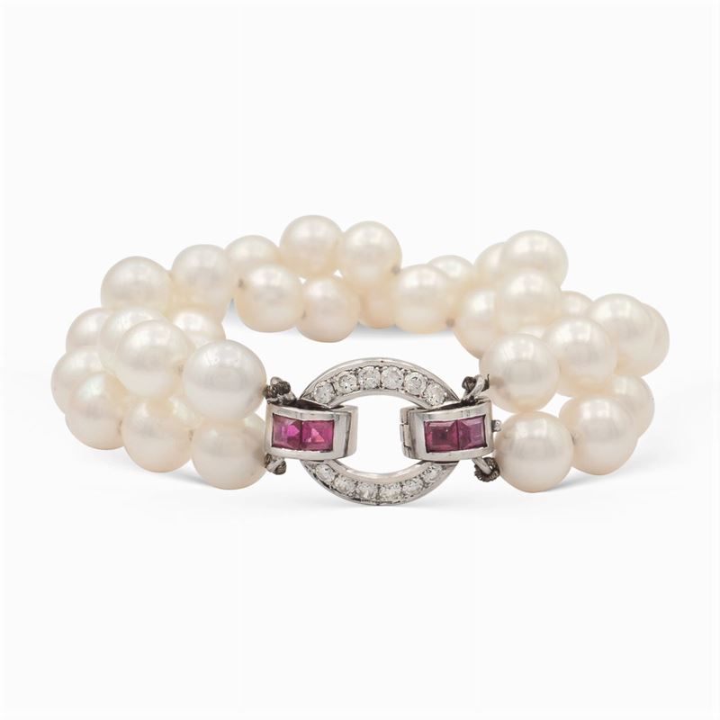 Bracciale a Due Fili di Perle Coltivate