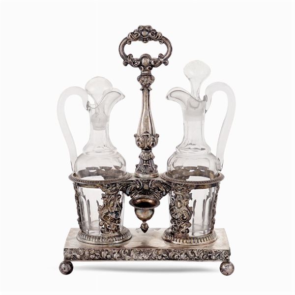 Silver tableware oil jug