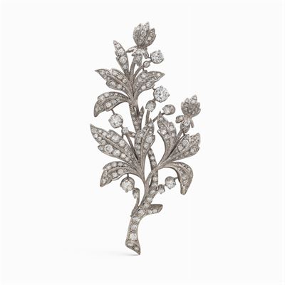 Spilla Ramage Floreale in Oro Bianco 18kt e Diamanti