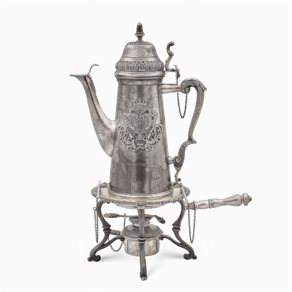 Silver coffee pot with warmer  (Italy, 20th century)  - Auction FINE SILVER AND THE ART OF THE TABLE - Colasanti Casa d'Aste
