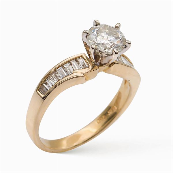 Solitaire ring with brilliant cut diamond circa 0,55 ct
