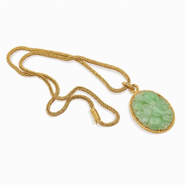 Jade floral motif pendant