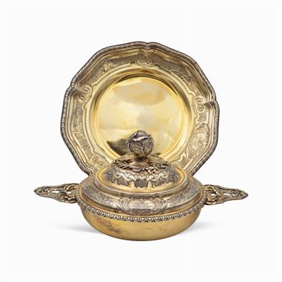 Ecuelle con Presentoir in Argento e Vermeil