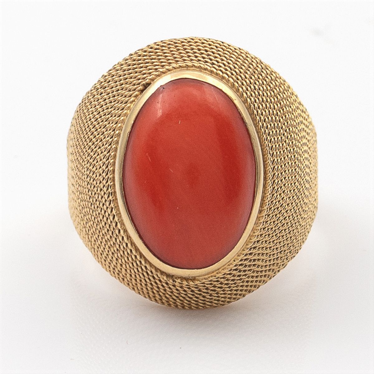Anello in Oro Giallo 18kt e Corallo Rosso