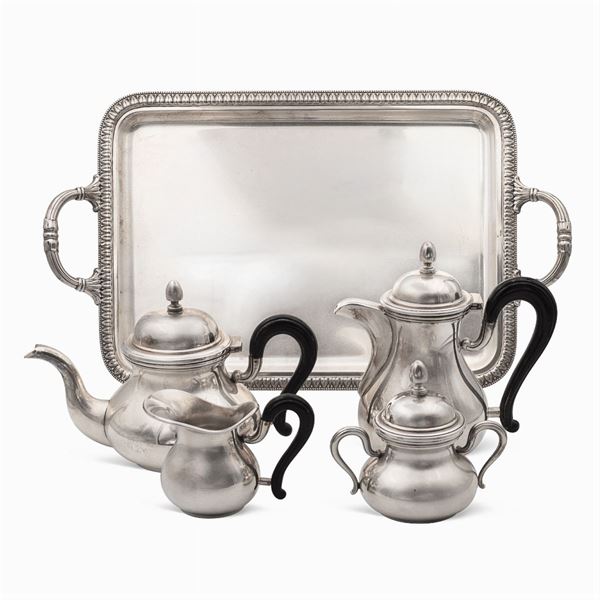 Silver tea and coffee service (5)  (Italy, 20th century)  - Auction FINE SILVER AND THE ART OF THE TABLE - Colasanti Casa d'Aste