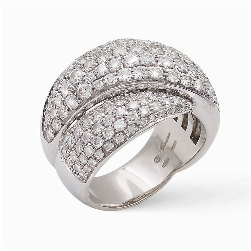 Anello a Torchon in Oro Bianco 18kt e Diamanti