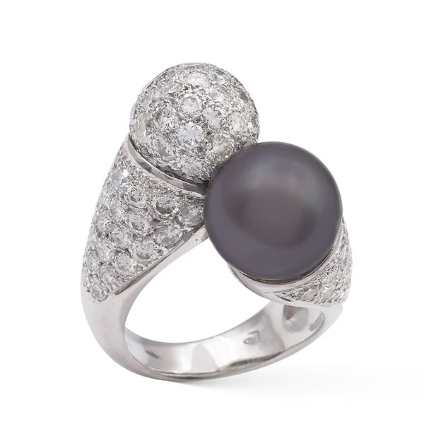 18kt white gold contrarie' ring