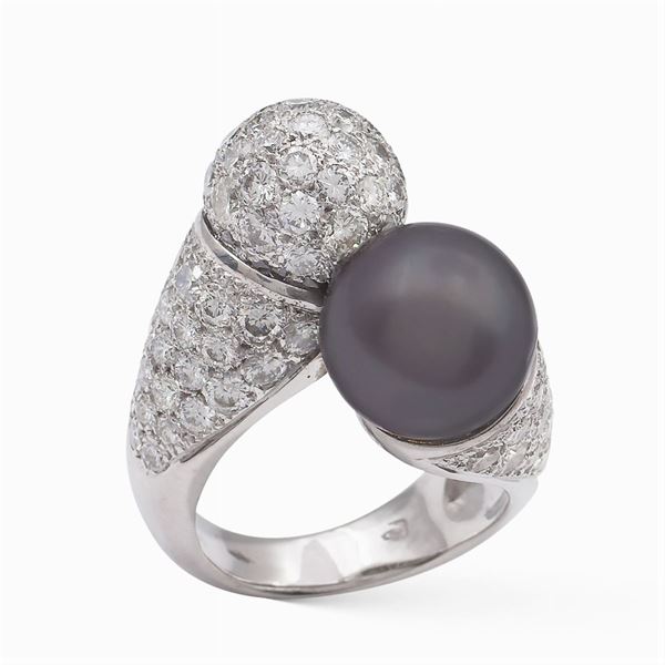 18kt white gold contrarie' ring