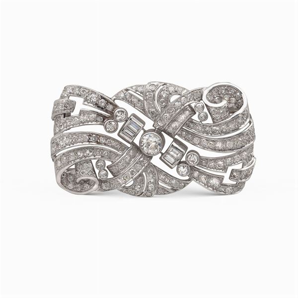 Platinum and diamond brooch