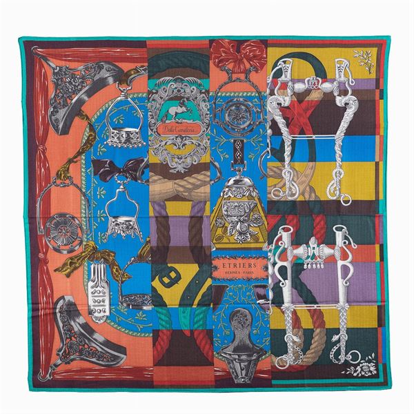 Hermès, Etriers e Della Cavalleria collection shawl