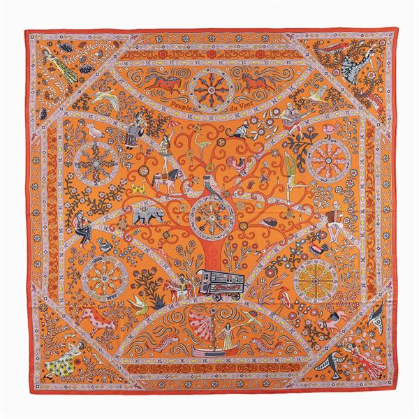 Hermès, scialle collezione Peuple du Vent  (.)  - Asta FASHION VINTAGE E BIJOU - Colasanti Casa d'Aste