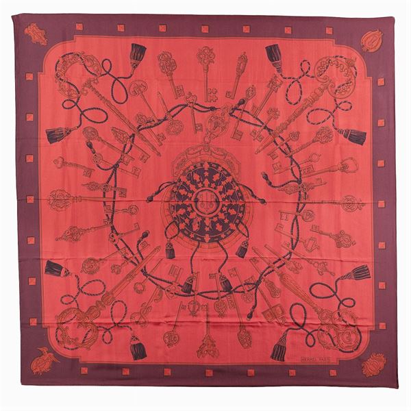 Hermès, scialle collezione Les Clés  - Asta FASHION VINTAGE E BIJOU - Colasanti Casa d'Aste