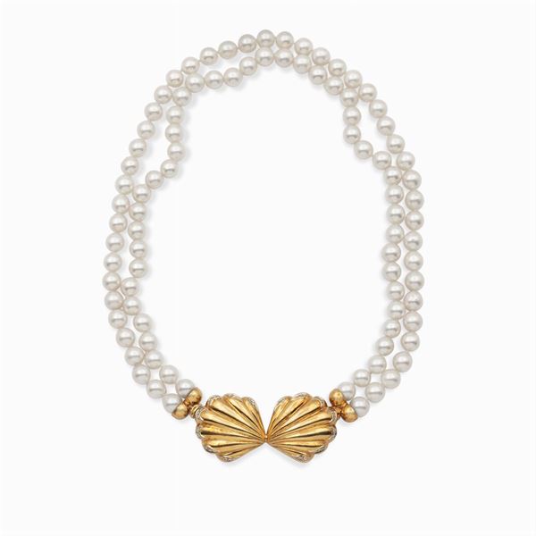 Two strands of cultured pearl necklace