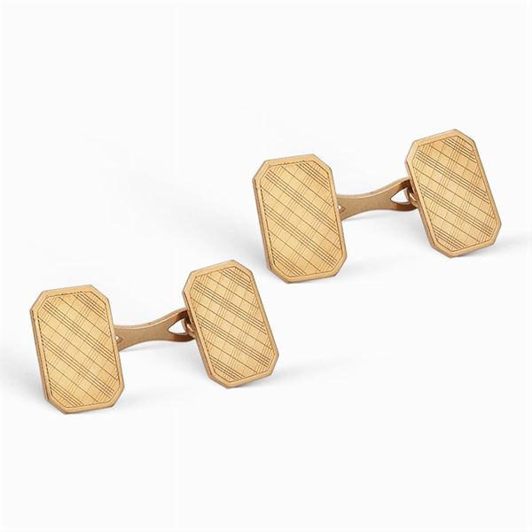 Gemelli ottagonali in oro giallo 18kt