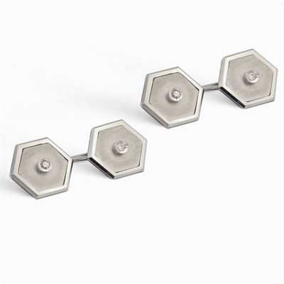 Gemelli Esagonali in Oro Bianco 18kt
