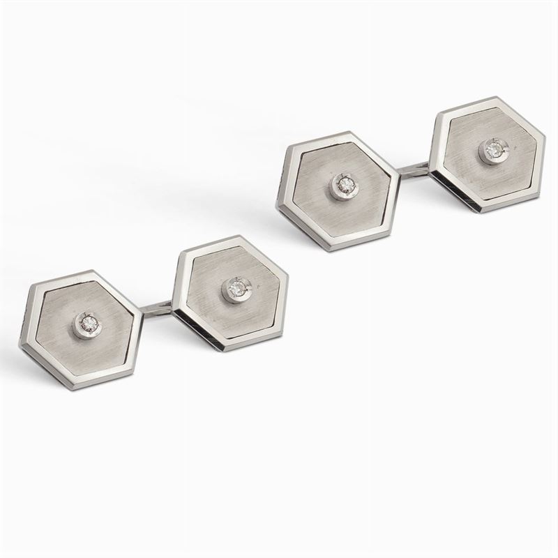 Gemelli Esagonali in Oro Bianco 18kt