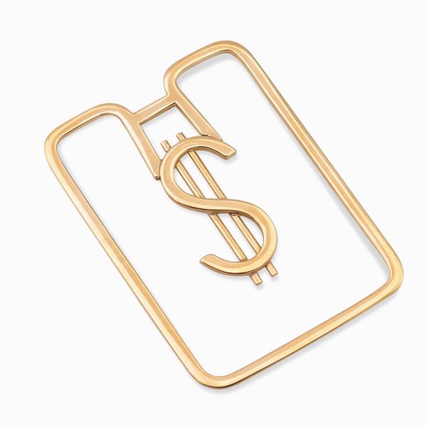 Fermasoldi Dollaro in oro giallo 18kt