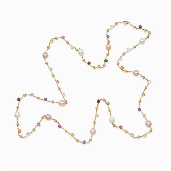 18kt yellow gold and multicolor precious stones necklace