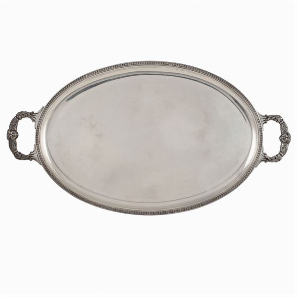 Two handled silver oval tray