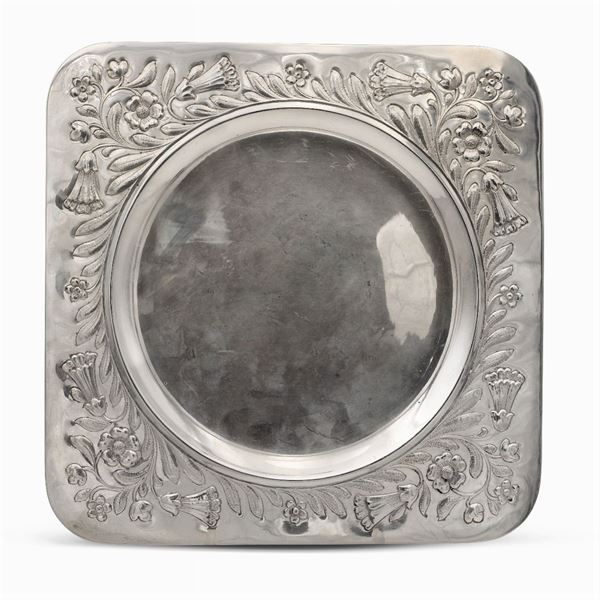 Squared silver tray