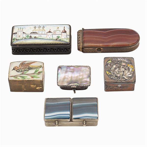 Group of hard stones boxes (6)