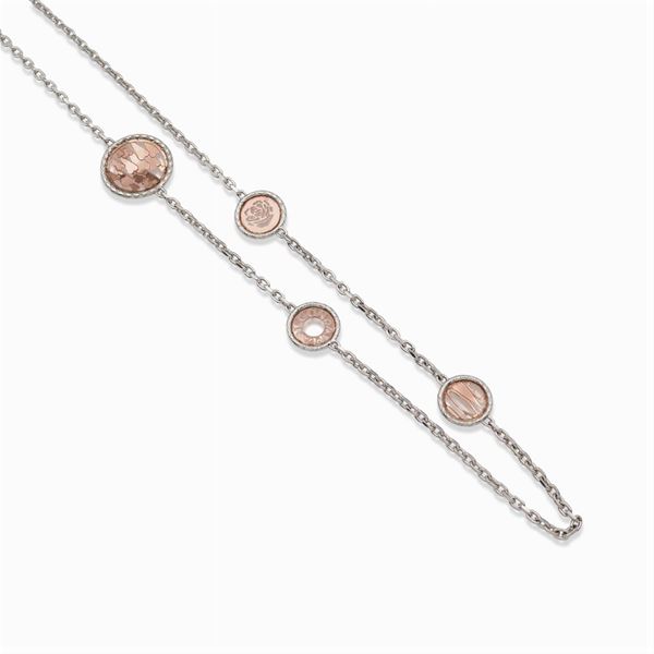 Silver and 18kt rose gold necklace