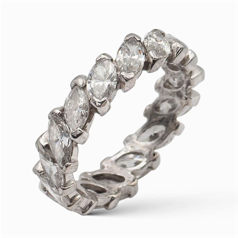 Anello Fede in Platino e Diamanti