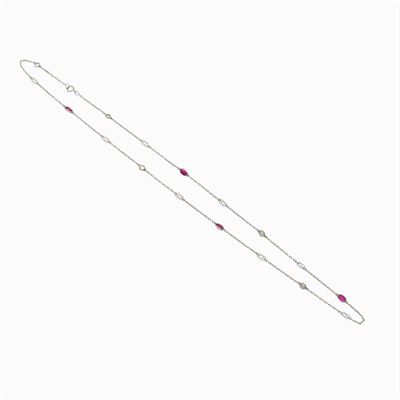Collana in Platino con Rubini e Diamanti