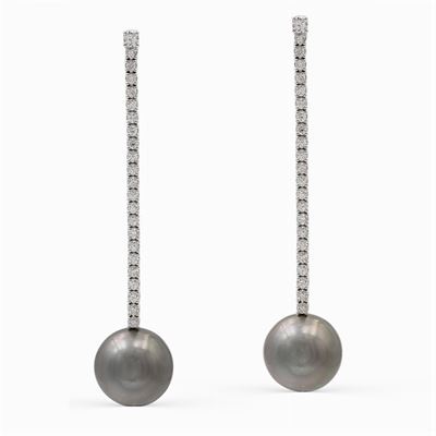 Orecchini in Oro Bianco 18kt Rivière di Diamanti