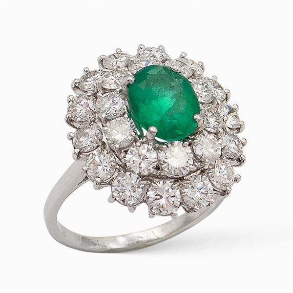 Ring with natural Columbian emerald 1,49 ct