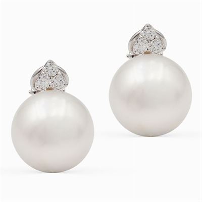 Orecchini in Oro Bianco 18kt con Due Perle South Sea