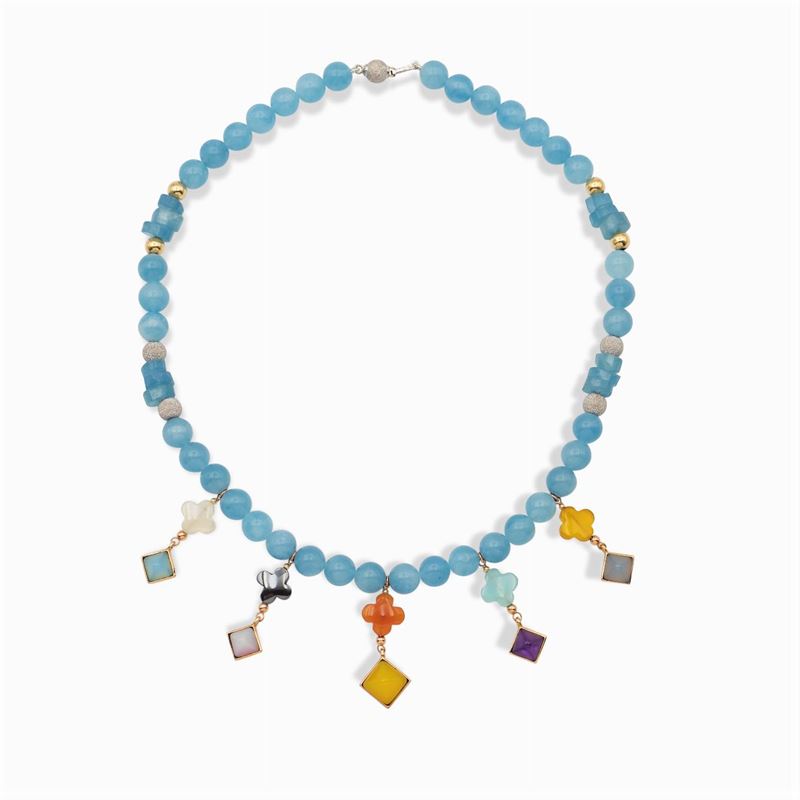 Collana Ad un Filo di Acquamarine