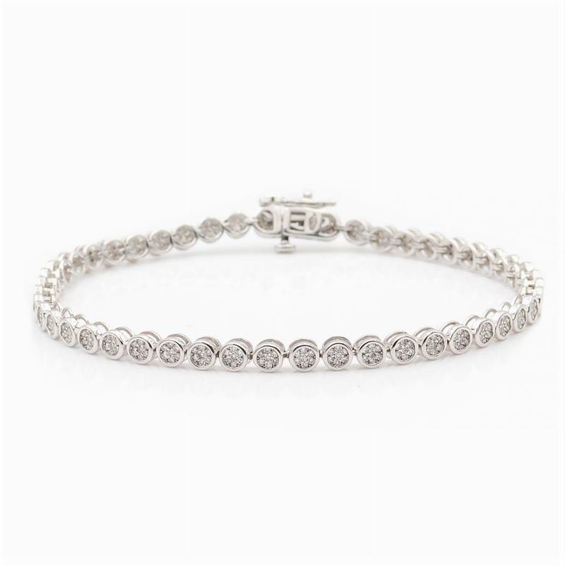 Bracciale Tennis in Oro Bianco 18kt e Diamanti