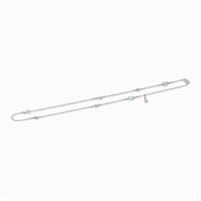 Collana in Oro Bianco 18kt con Acquamarine e Diamanti