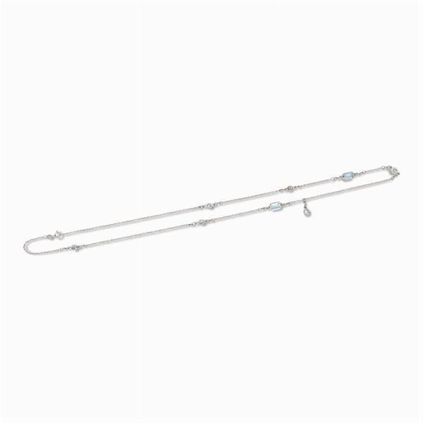 18kt white gold, aquamarines and diamond necklace