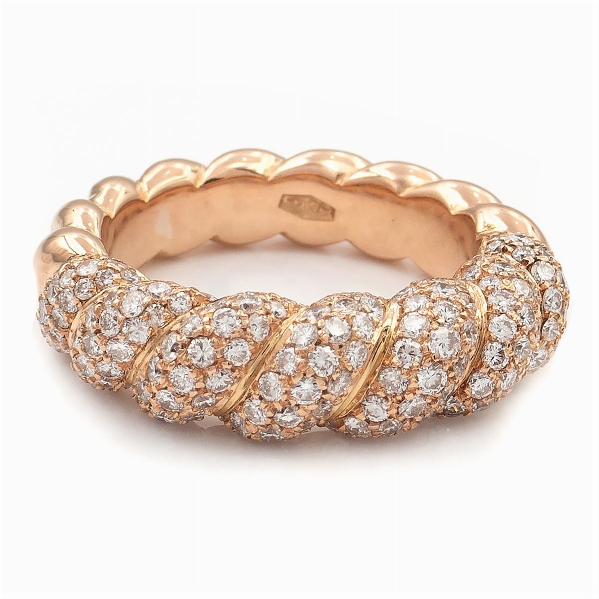Anello a Torchon in Oro Rosa 18kt e Diamanti
