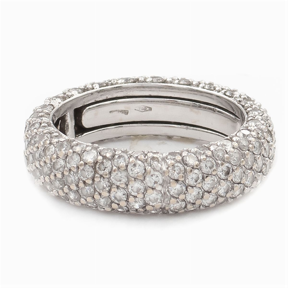Anello Fede in Oro Bianco 18kt e Pavé di Diamanti
