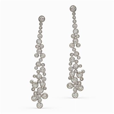 Orecchini Pendenti in Oro Bianco 18kt e Diamanti