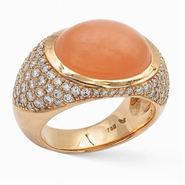 18kt rose gold ring with chiaro di luna 11 ct