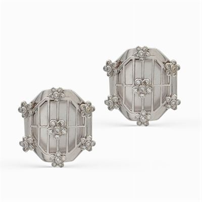 Orecchini in Oro Bianco 18kt, Cristallo di Rocca e Diamanti