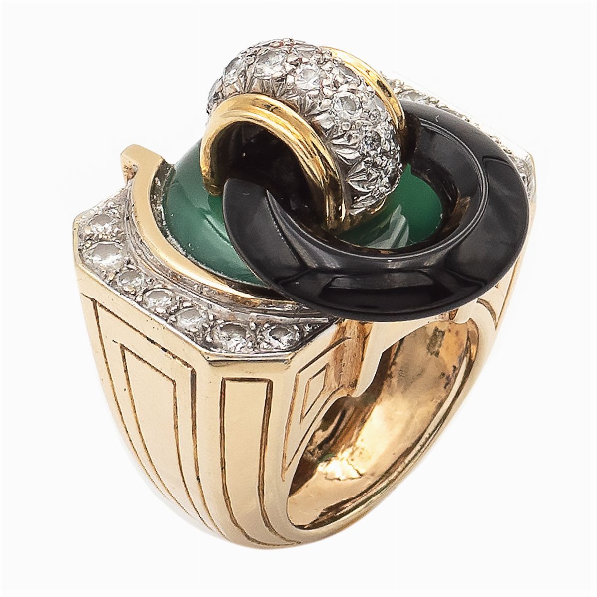 Anello in Oro Giallo e Bianco 18kt e Diamanti