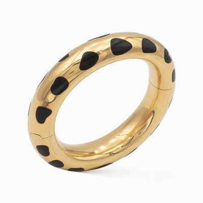 Tiffany & Co. Bracciale a Manetta in Oro Giallo 18kt e Onice Nero
