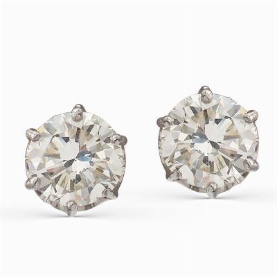 Orecchini in Oro Bianco 18kt e Due Diamanti Ct 2,50