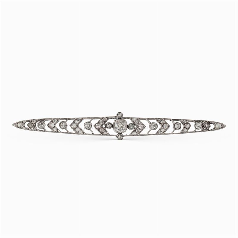 Spilla Barretta in Platino e Diamanti