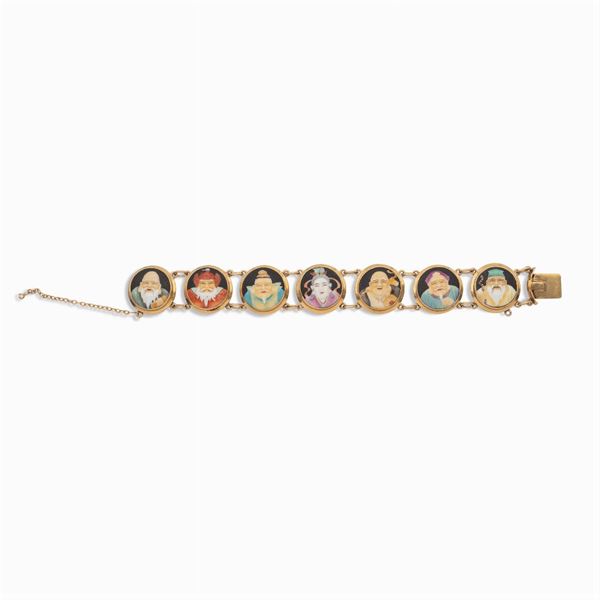 Yellow gold and nolvelty resin bracelet