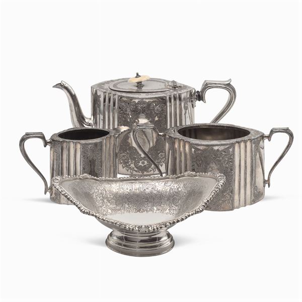 Group of sheffield and silver plated metal objects (4)